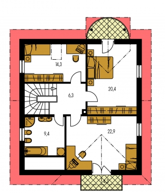 Spiegelverkehrter Entwurf | Grundriss des Obergeschosses - MILENIUM 234